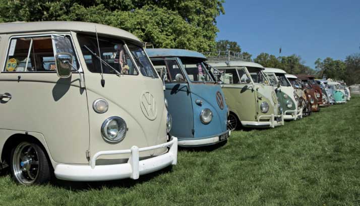 Display of Volkswagen bus models